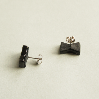 Mother-of-Pearl Inlay Earrings "In Days Gone By" (Stripes) - Pierced