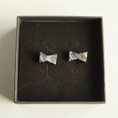 Mother-of-Pearl Inlay Earrings "In Days Gone By" (Stripes) - Pierced