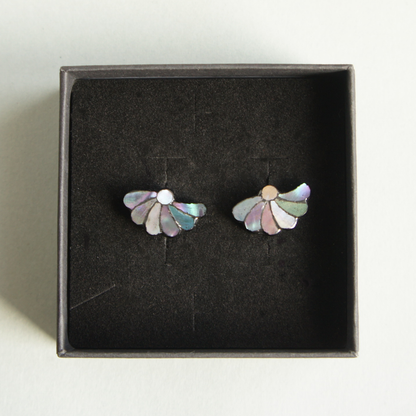 Mother-of-pearl earrings "Late Bloom, Swaying"