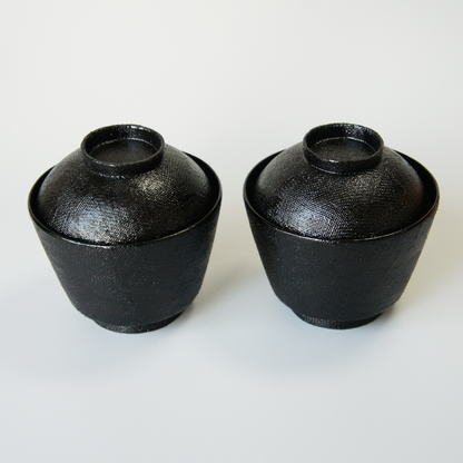 Nunome-nuri Bowls with Lids (Set of 2)