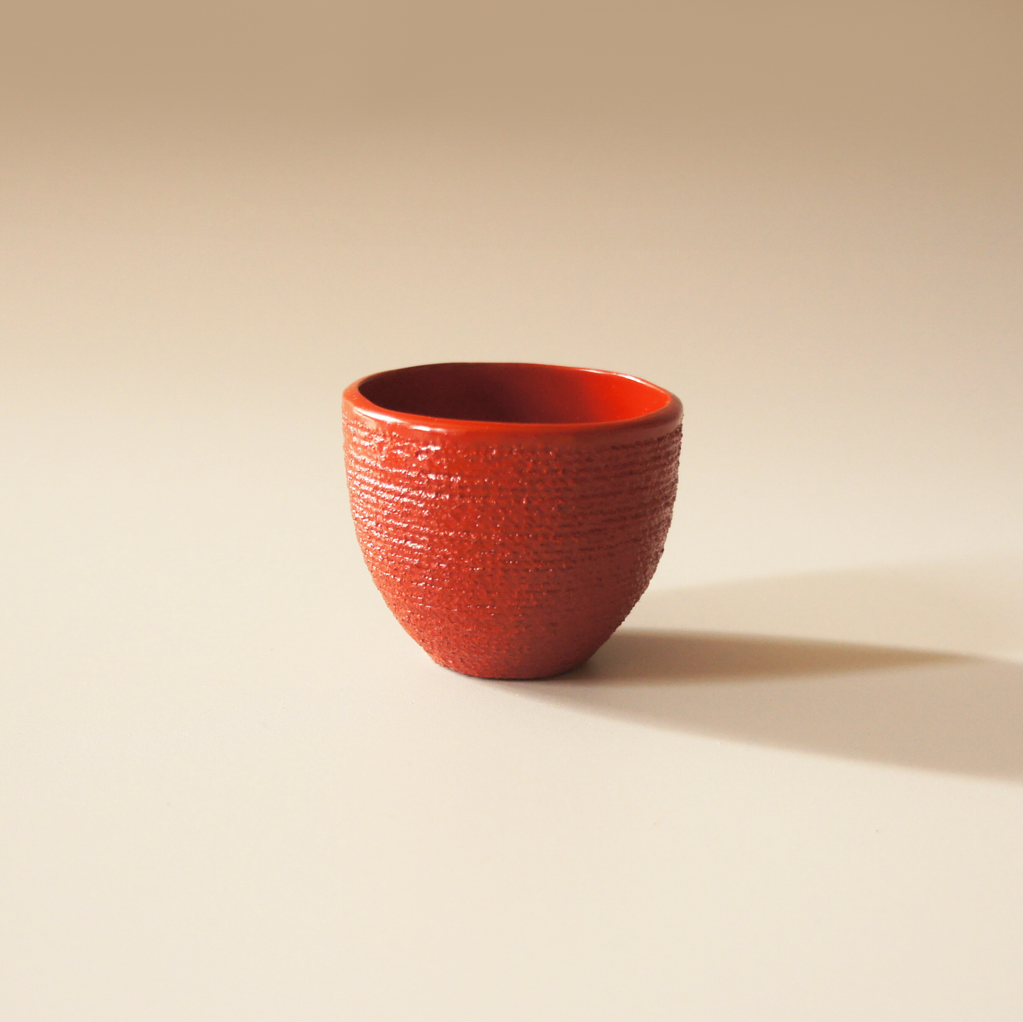 Jomon-style Corded Pottery Sake Vessel (Red)